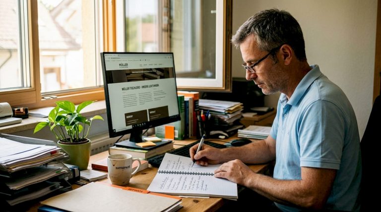 Unternehmer bringt die Firmenwebsite auf Vordermann.